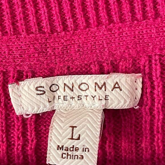 NWOT! Sonoma Pink Long Sleeve Sweater (with beige built-in undershirt). Size Lg. - Picture 4 of 9